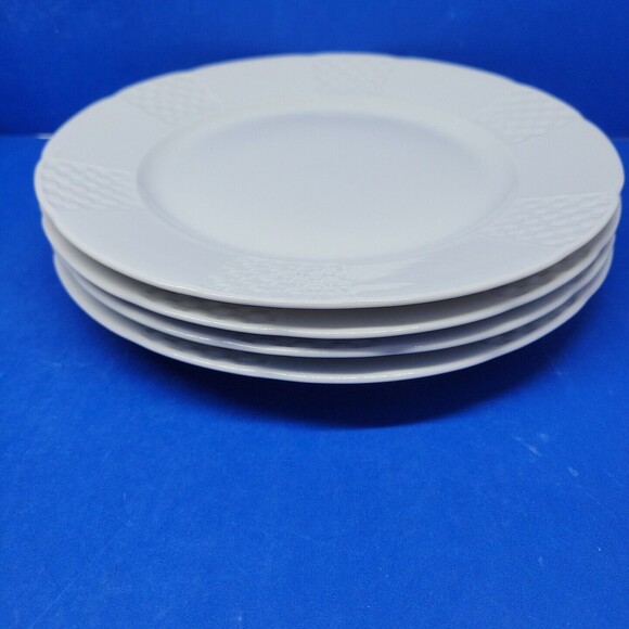 Vista Alegre Basket Weave Gardel Branco White 8" Salad Plates Bundle of 4 - Picture 8 of 9